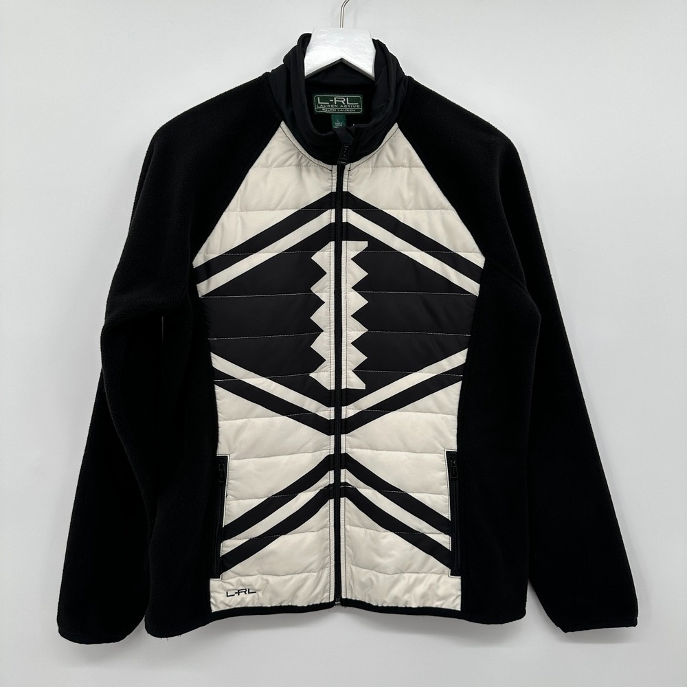 Vintage Lauren Ralph Lauren Active Jacket Womens Large Stretch Colorblock Preppy - Picture 11 of 11